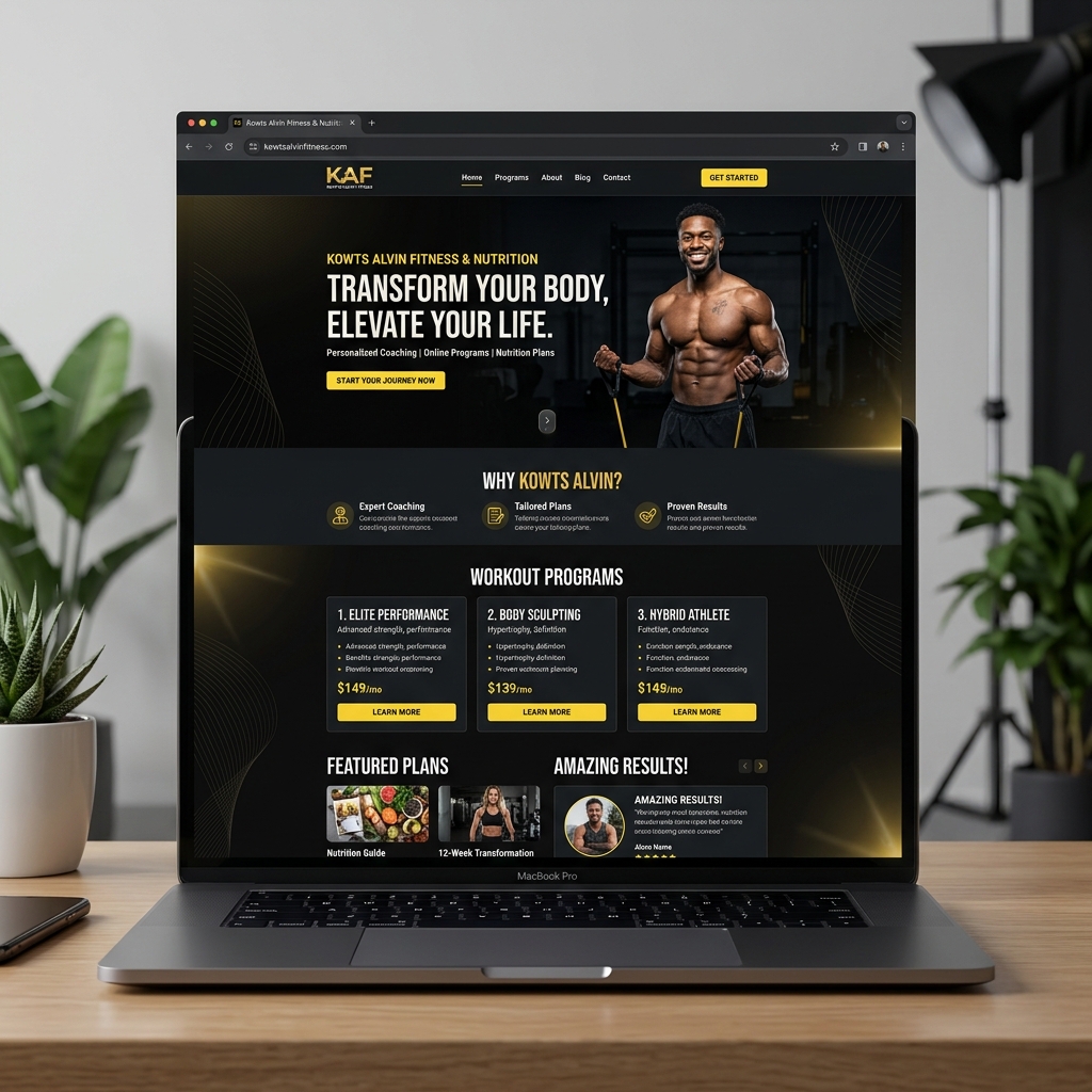 Kowts Alvin Fitness Landing Page Mockup